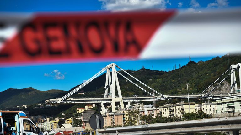 Collapsed Morandi Bridge in Genoa