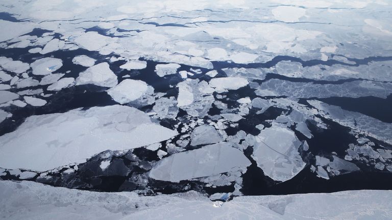 Sea ice spotted from NASA&#39;s Operation IceBridge research aircraft off Greenland