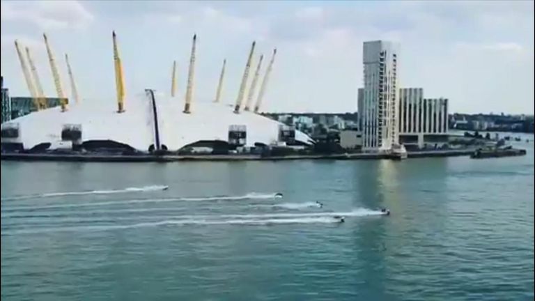 The chase went past the iconic O2 Arena which featured in a boat chase in 007&#39;s The World Is Not Enough. Pic: Novida Barnes