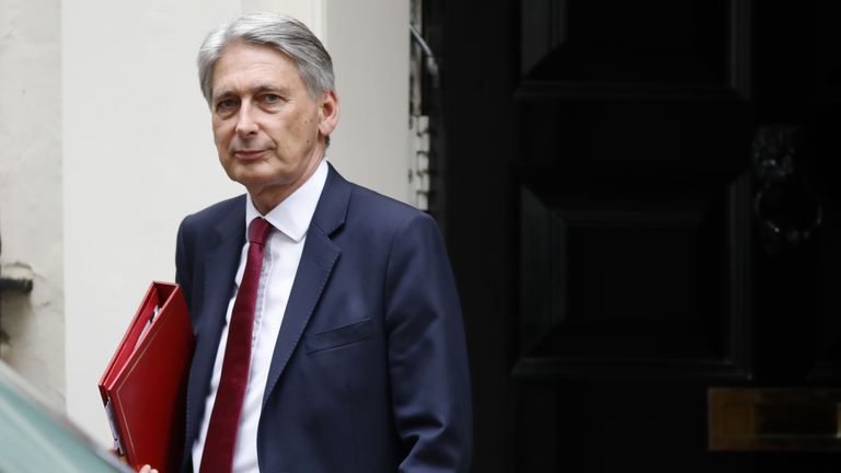 Britain&#39;s Chancellor of the Exchequer Philip Hammond leaves 11 Downing street in London on July 18, 2018. (Photo by Tolga AKMEN / AFP) (Photo credit should read TOLGA AKMEN/AFP/Getty Images)

