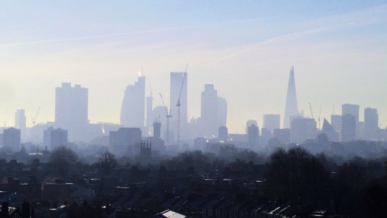 Smog over central London. Pic: David Holt/Flickr
