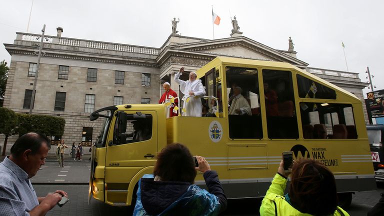 The waxworks were placed in the Popemobile