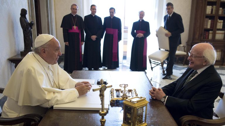 President Higgins meets Francis at the Vatican in 2017