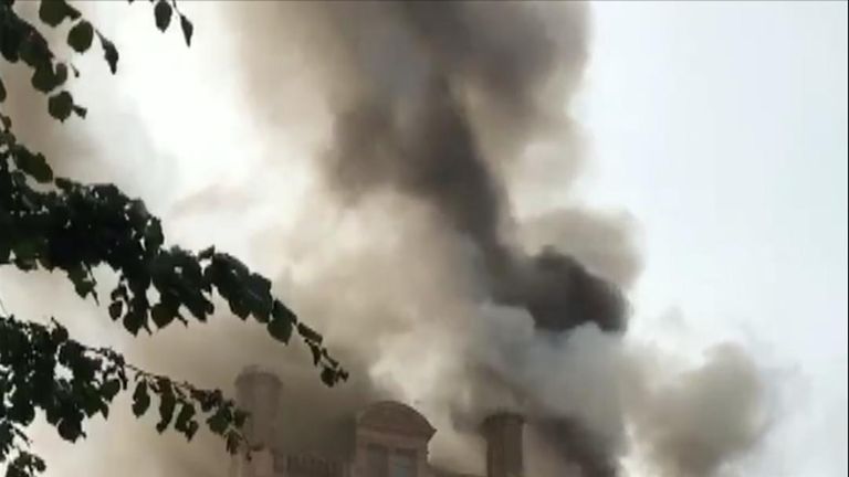 Fire breaks out above Belfast Primark building