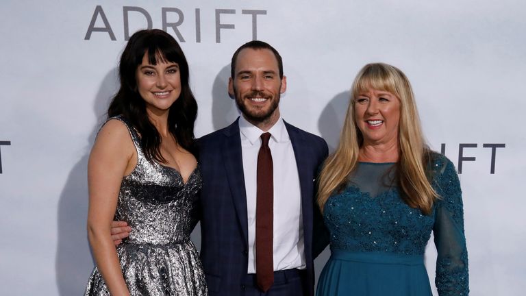 Tami Oldham Ashcraft (right) with Adrift stars Shailene Woodley and Sam Clafin