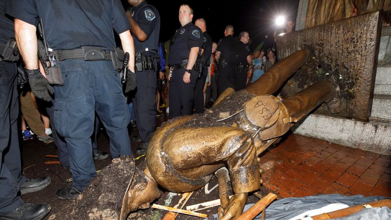 The 'Silent Sam' statue was toppled by students on Monday