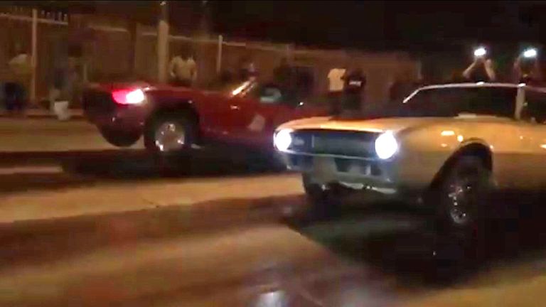 Illegal drag races take place over an eighth of a mile on public roads