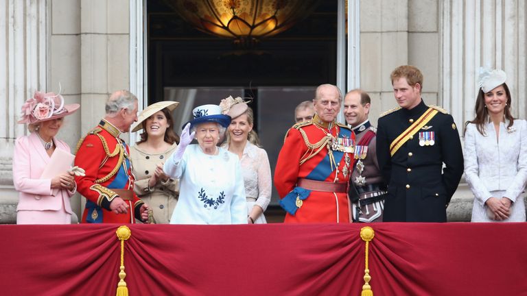 The royal family watch Trooping the Colour from the Palace balcony