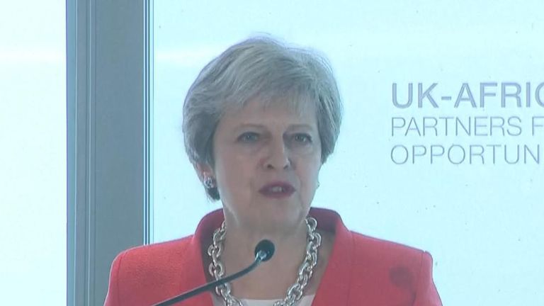 Theresa May talks about UK investment in Africa