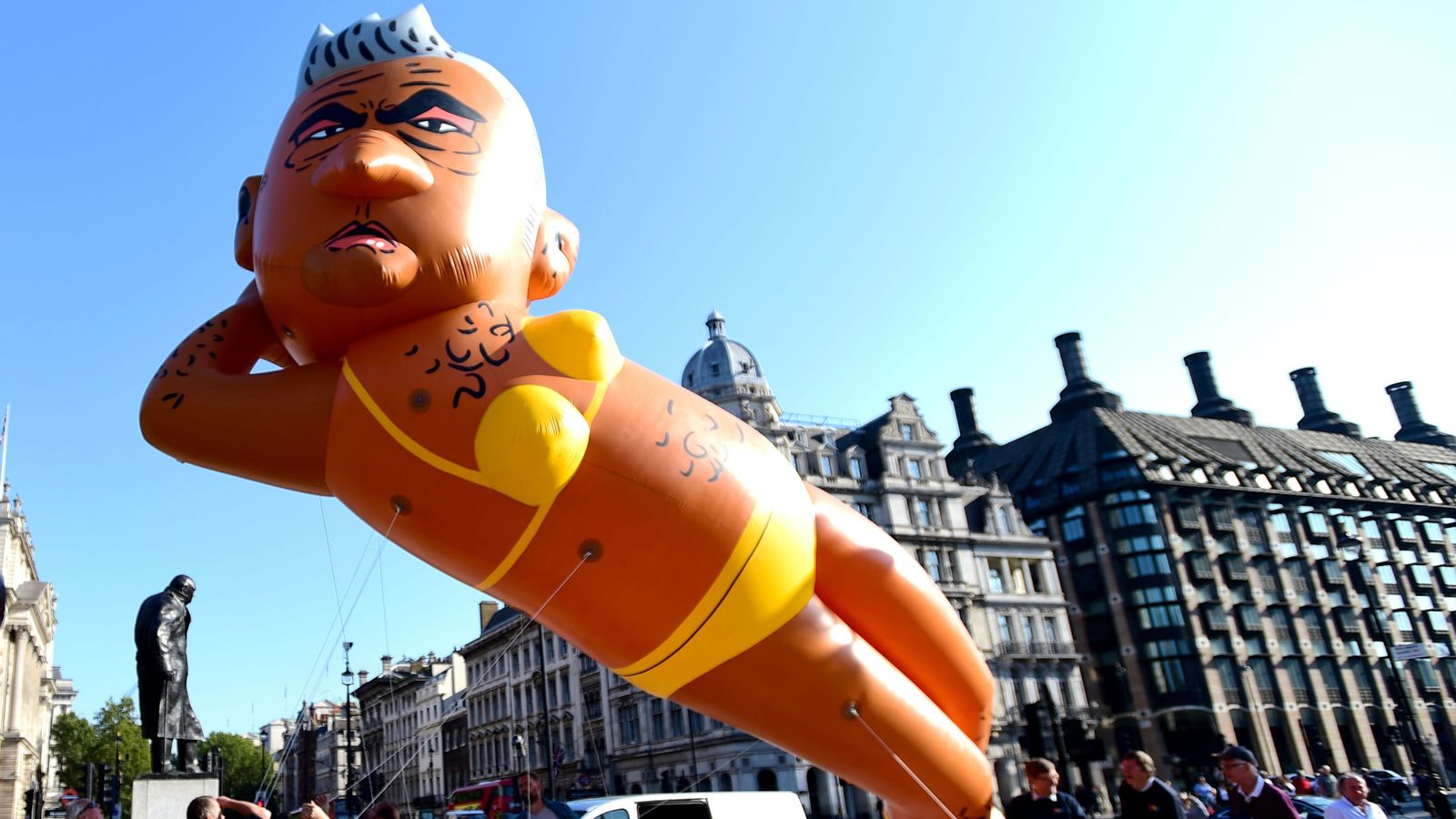 Sadiq Khan giant balloon: London mayor bikini blimp takes to the skies