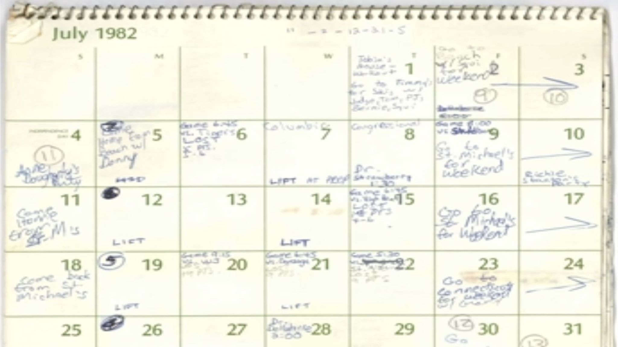 Brett Kavanaugh shares 1982 calendar pages with Senate judiciary