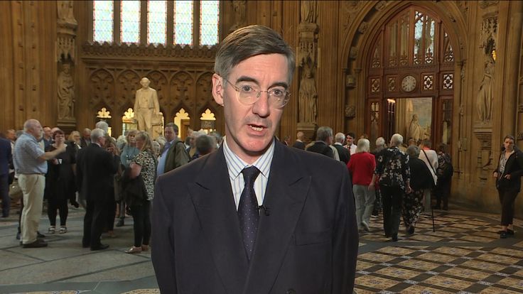 Jacob Rees-Mogg speaking to Sky News after the EFT event