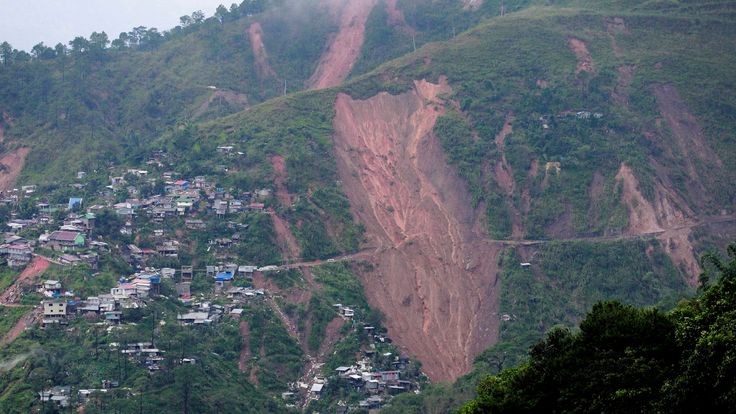A view of landslide caused at the height of Typhoon Mangkhut 