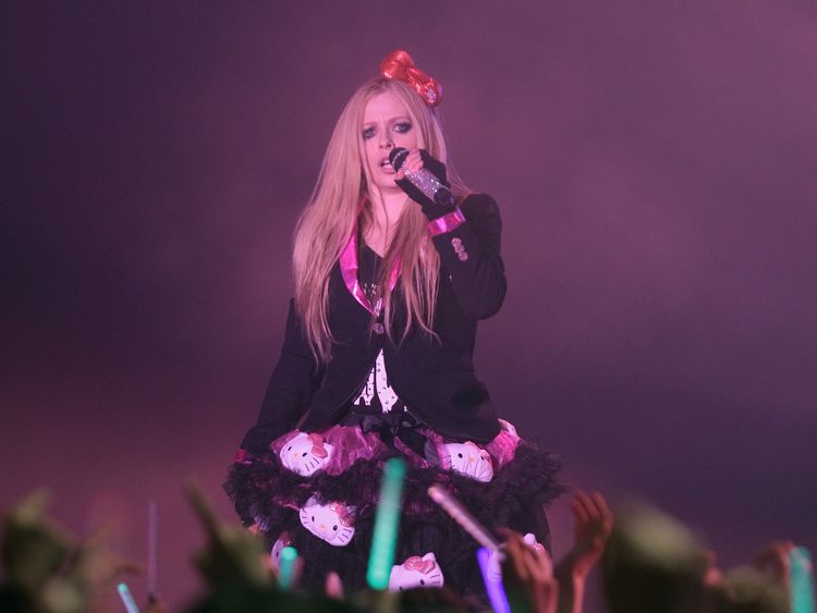 Avril Lavigne performing  in 2014, before she contracted Lyme disease