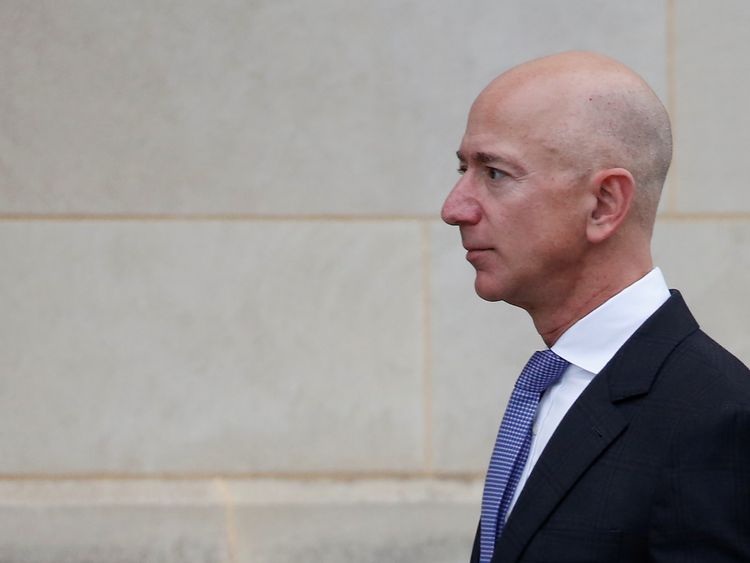 Amazon founder Jeff Bezos arrives for Senator McCain's memorial