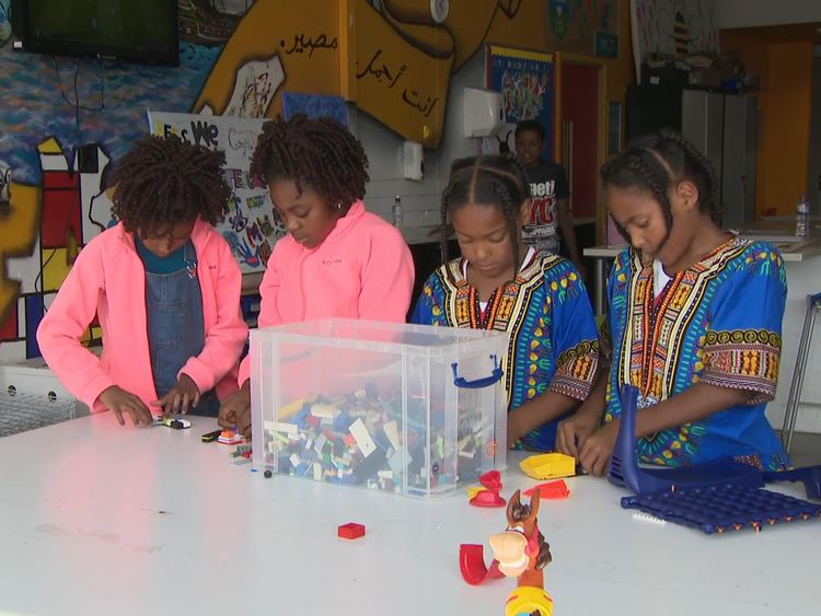 Children play with Lego at Manchester Youth Zone in Harpurhey