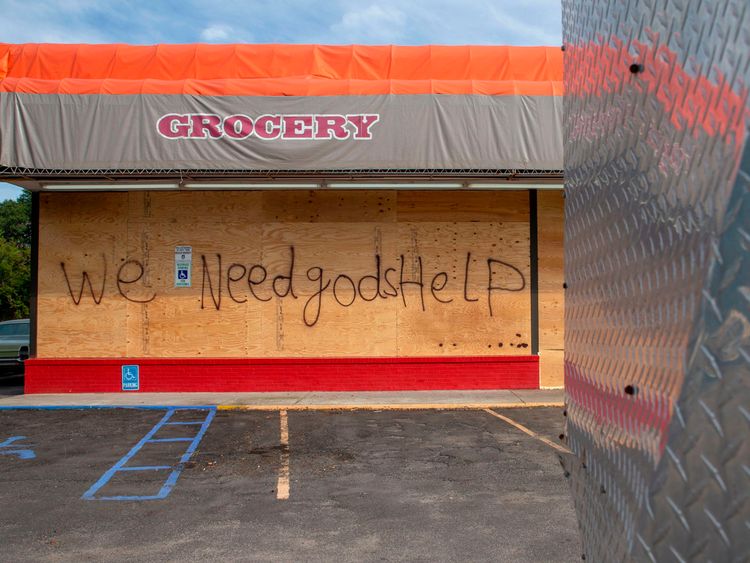 Business and homes alike have been boarded up ahead of the storm&#39;s arrival