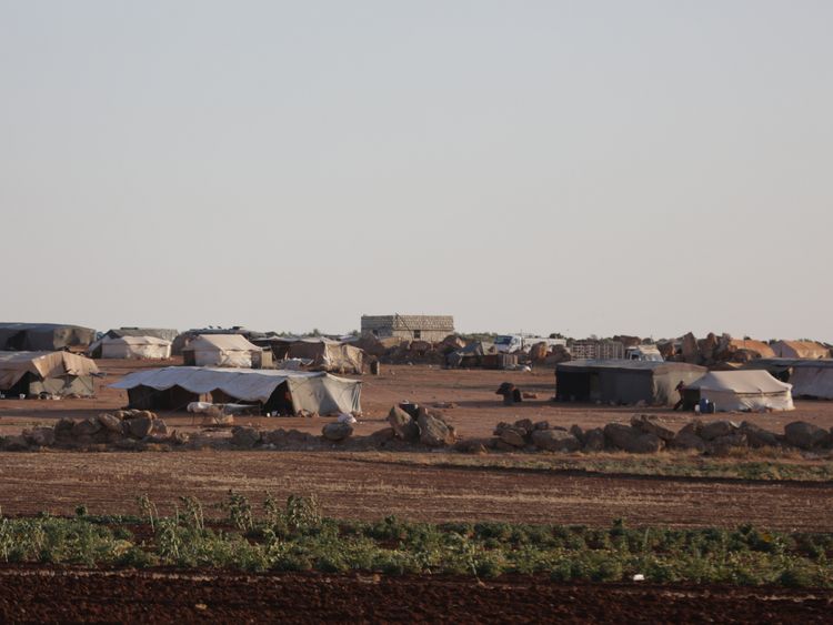 A view of tents at a refugee camp for the internally displaced Syrians in Idlib province