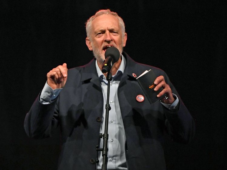  Labour Party leader Jeremy Corbyn speaks at a conference Rally in Liverpool