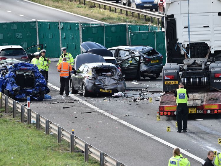 M5 crash Man and woman killed in sevenvehicle collision in Somerset