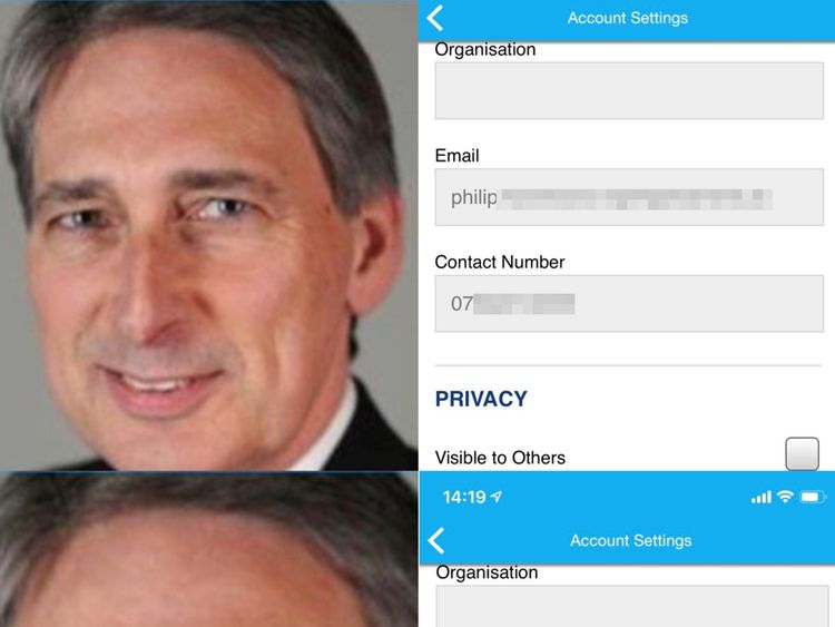 Chancellor Philip Hammond was also affected by the security flaw
