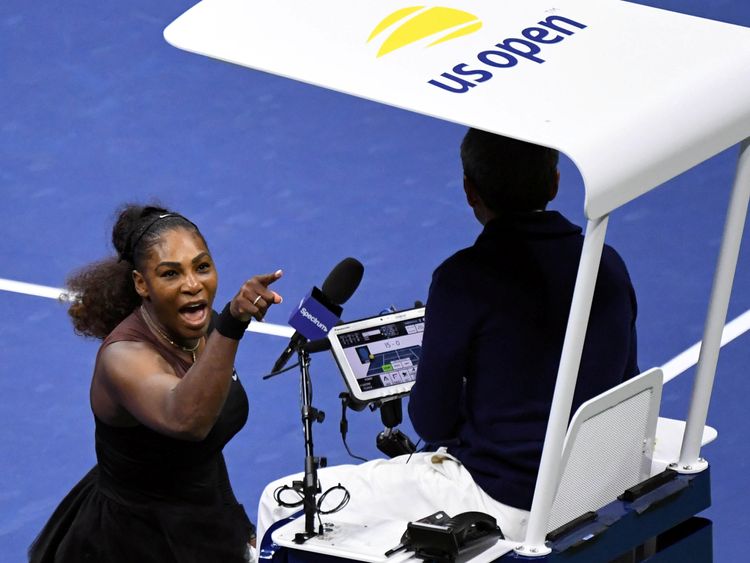 Serena Williams yells at umpire Carlos Ramos in the women&#39;s final 