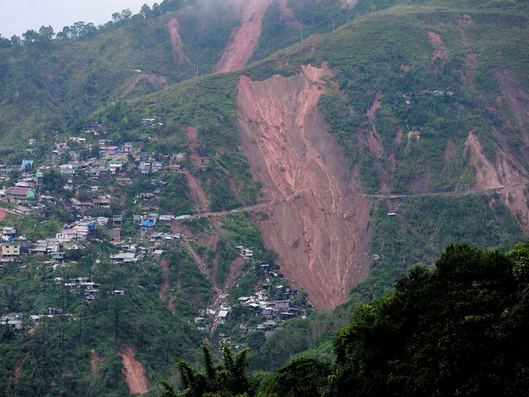 A view of landslide caused at the height of Typhoon Mangkhut 