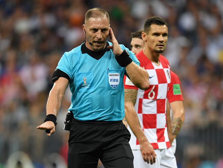 Referee Nestor Pitana consulted VAR and awarded France a penalty during the World Cup Final
