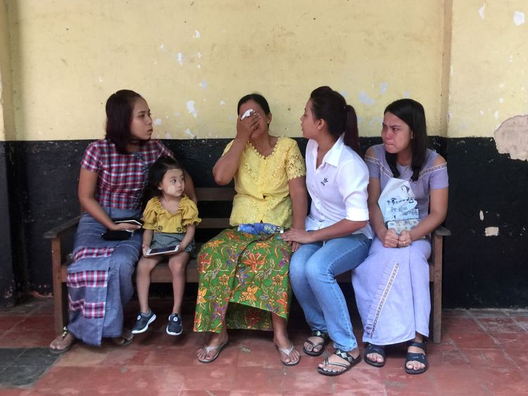 Relatives of detained Reuters journalists Wa Lone and Kyaw Soe Oo as they waited for their verdict trial