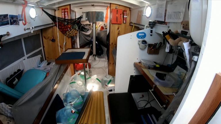 The inside of the boat, earlier in the race