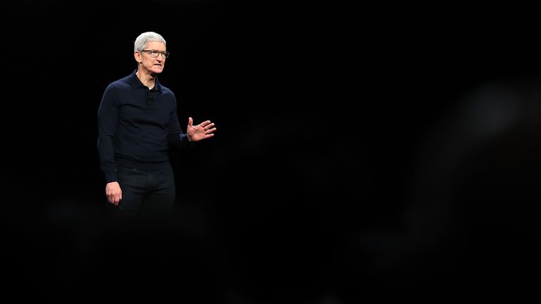 Apple CEO Tim Cook speaks during the 2018 Apple Worldwide Developer Conference (WWDC) at the San Jose Convention Center on June 4, 2018 in San Jose, California. Apple CEO Tim Cook kicked off the WWDC that runs through June 8.