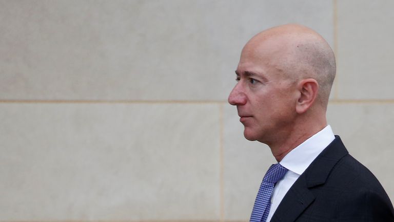 Amazon founder Jeff Bezos arrives for Senator McCain&#39;s memorial