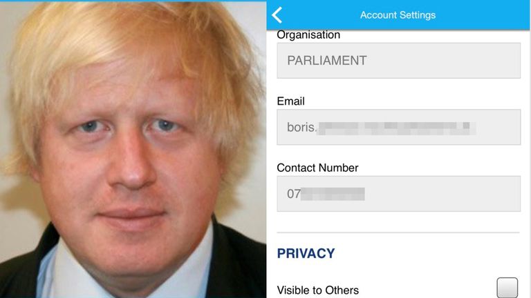 The phone numbers of MPs including Boris Johnson were publicly accessible