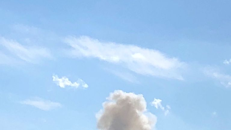 Smoke could be seen rising after the blast. Pic: Twitter/Tony Da Silva