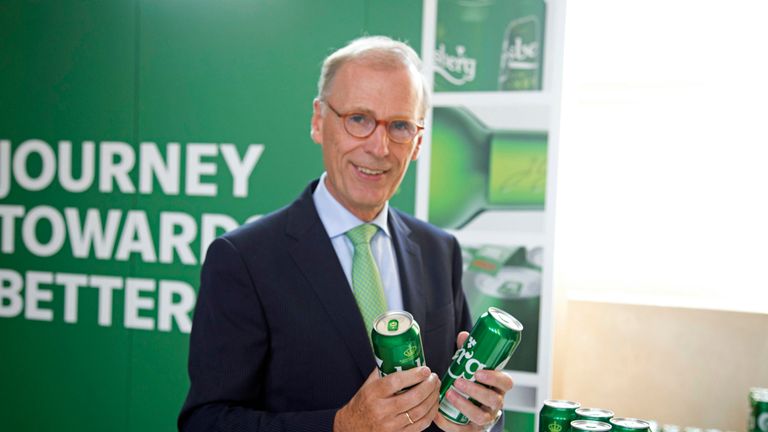 CEO Cees &#39;t Hart at the brewer&#39;s Copenhagen HQ during the launch of the new Carlsberg Snap Packs