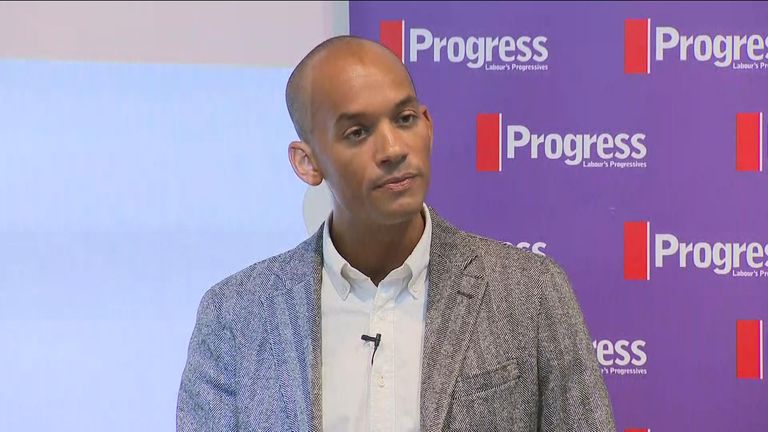 Chuka Umunna giving his speech in north London