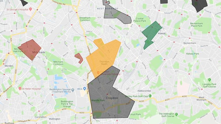 Croydon has two main gangs according to the map
