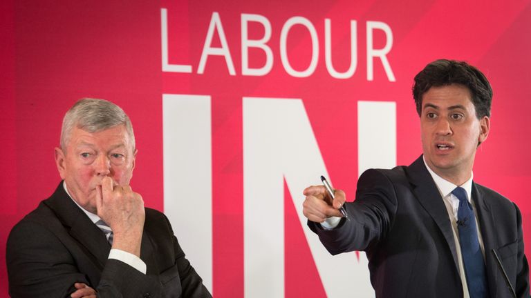 Former Labour leader Ed Miliband (right) and former Home Secretary Alan Johnson speak at an event hosted by the Labour Party backing a vote to stay in the EU in June&#39;s forthcoming referendum on Britain&#39;s membership, at the Coin Street Neighbourhood Centre, London. PRESS ASSOCIATION Photo. Picture date: Tuesday March 22, 2016. See PA story POLITICS EU. Photo credit should read: Stefan Rousseau/PA Wire