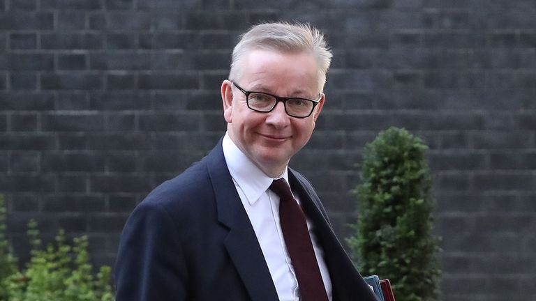 Britain&#39;s Environment, Food and Rural Affairs Secretary Michael Gove leaves from 10 Downing Street in central London on September 13, 2018, after attending a cabinet meeting to discuss &#39;no deal&#39; Brexit preparations. - Brexit minister Dominic Raab issued a fresh warning Thursday that Britain would not pay the financial settlement promised to the EU after Brexit if there is no divorce deal. (Photo by Daniel LEAL-OLIVAS / AFP) (Photo credit should read DANIEL LEAL-OLIVAS/AFP/Getty Images)
