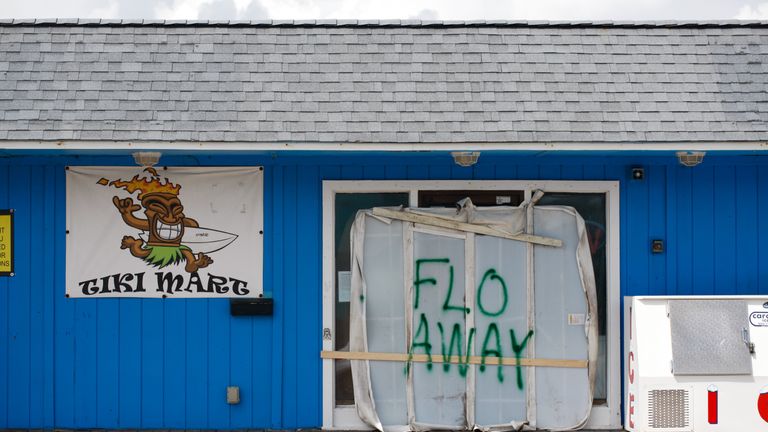 Businesses have boarded up ahead of the arrival of the storm