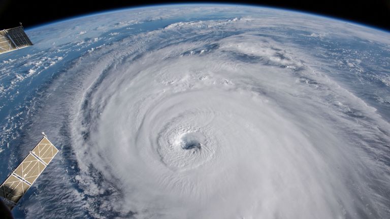 A view of Hurricane Florence churning in the Atlantic Ocean