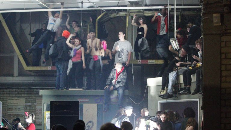 An illegal rave in London in 2010