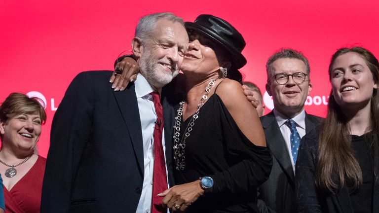 Jeremy Corbyn is congratulated by supporters after his conference speech