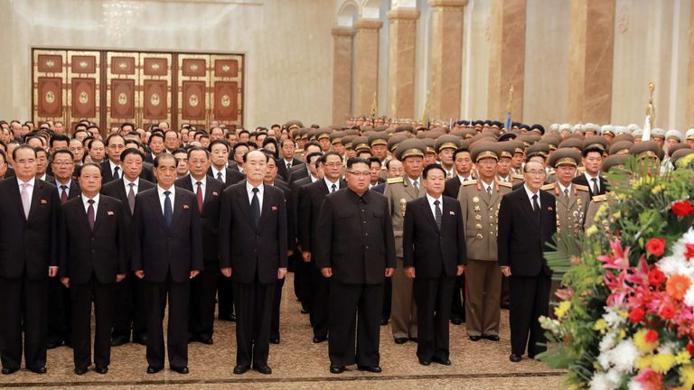 North Korean leader Kim Jong Un visits the Kumsusan Palace of the Sun during the 70th anniversary of North Korea&#39;s foundation, in Pyongyang, North Korea, in this undated photo released on September 9, 2018