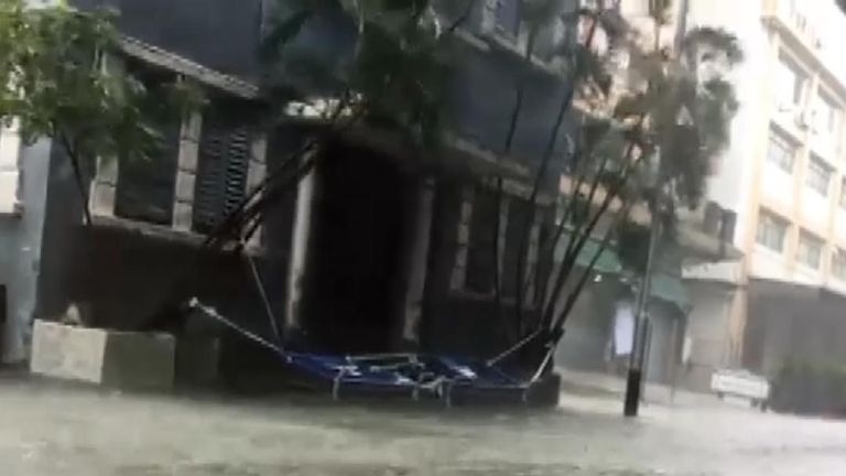 Heavy flooding in Macau following Typhoon Mangkhut
