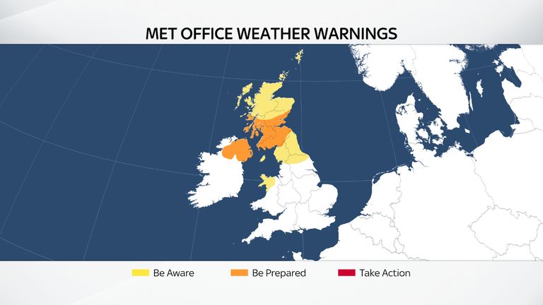 Wind warnings issued by Met Office for Storm Ali