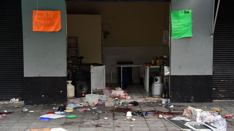 Debris around Plaza Garibaldi after the shooting