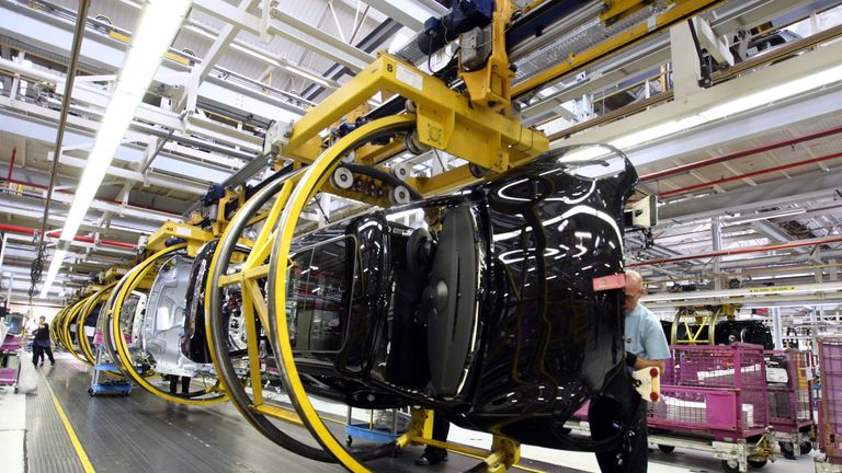 The production line at the BMW UK Mini plant in Oxford