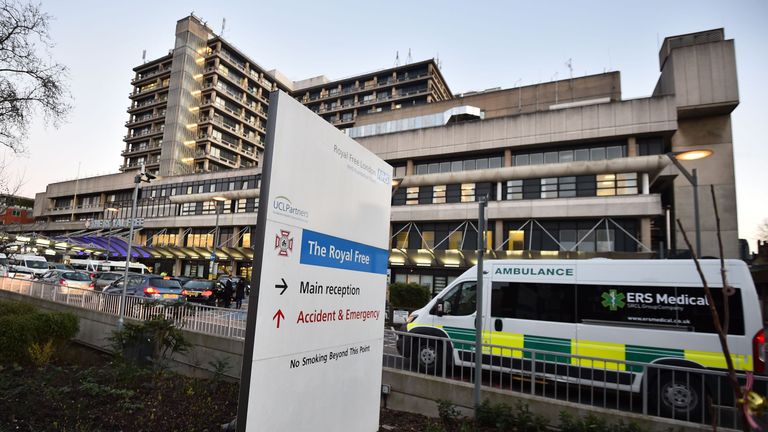 The Nigerian patient was transferred to the Royal Free in London