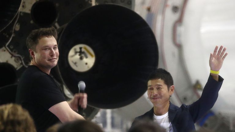Elon Musk introduces Yusaku Maezawa as his first SpaceX space tourist
